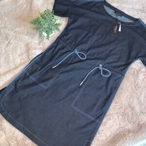 NWT Lafayette 148 Chambray Retro Blue Tie Front Dress